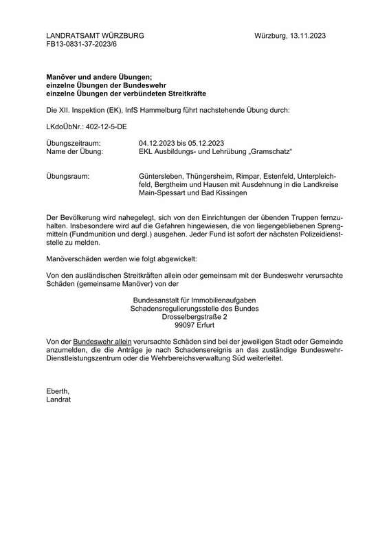 Manöver und andere Übungen 04.12.2023 - 05.12.2023